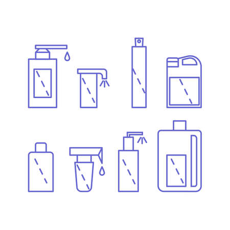 Outline simple icon. Sanitizer line set isolated on white background.のイラスト素材