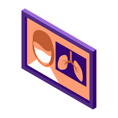 Isometric videoconference icon.Isometric medical vector illustration isolated on white background.のイラスト素材