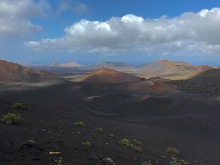landscape of mountains formed by the volcanoes of lancelotの写真素材