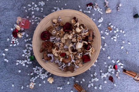 The dried flowers and herbs for aromatherapyの写真素材