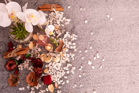 The dried flowers and herbs for aromatherapyの写真素材
