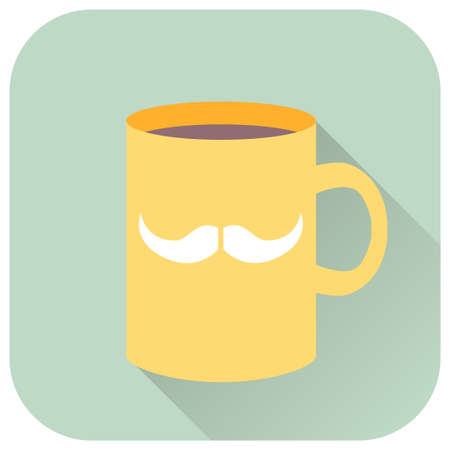 Vector illustration flat icon of cup with mustacheのイラスト素材