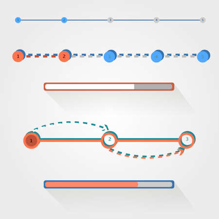 Progress loading bars set on white. Vector set of various elements used for User Interface projects.