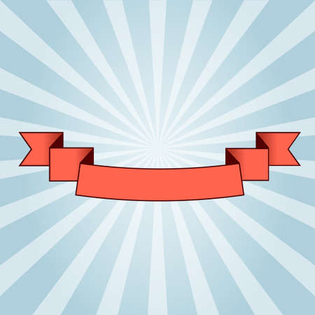 Vintage red Ribbon on sunrays background. For User Interface projectsのイラスト素材
