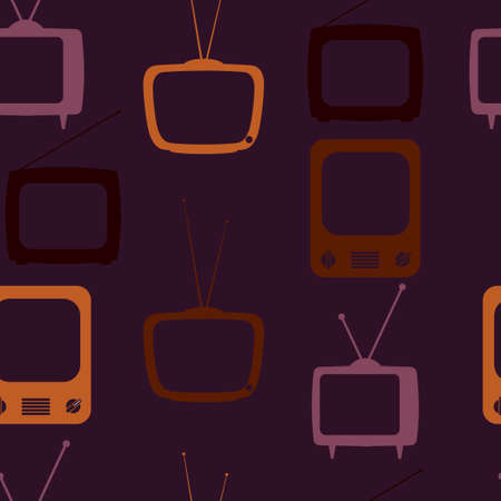 Wallpaper Collection of Retro Devices on blue backgroundのイラスト素材