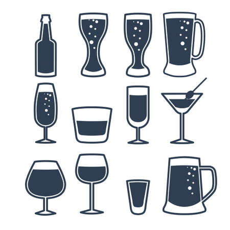 illustration of drinks and beverages icons set.のイラスト素材