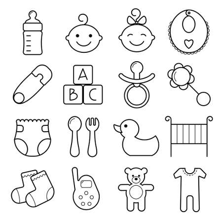 Baby icons set. Illustration isolated on white background.のイラスト素材
