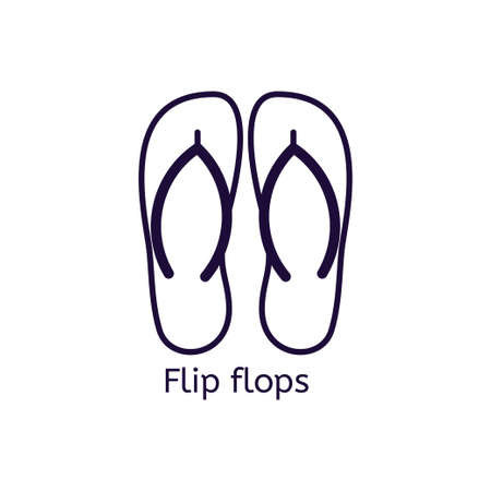 Vector flip flops icon on a white background. Thin line icon for web site, visit card, poster, banner etc.のイラスト素材