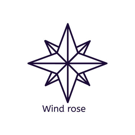 Vector icon of wind rose on a white background.の写真素材