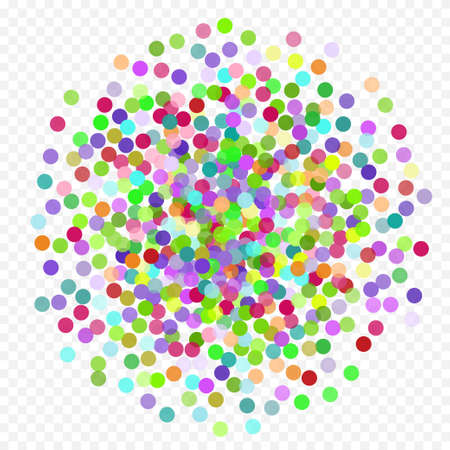 Multicolored paper confetti. Realistic holiday festive carnival wedding decorations background polka dots. Colored scattered small round confetti. Colorful elements decoration celebration.のイラスト素材