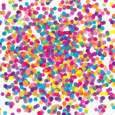 Multicolored paper confetti. Realistic holiday festive carnival wedding decorations background polka dots. Colored scattered small round confetti. Colorful elements decoration celebration.のイラスト素材