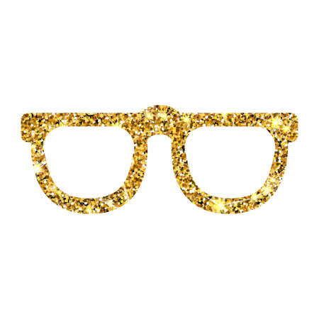 Gold glitter vector sunglasses. Golden sparcle glasses. Amber particles. Luxory design element.のイラスト素材