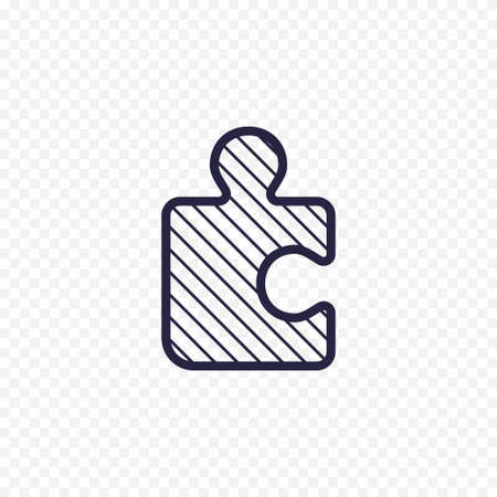 Puzzle game line icon. Jigsaw piece thin linear signs. Outline solution simple concept for websites, infographic, mobile applications.のイラスト素材