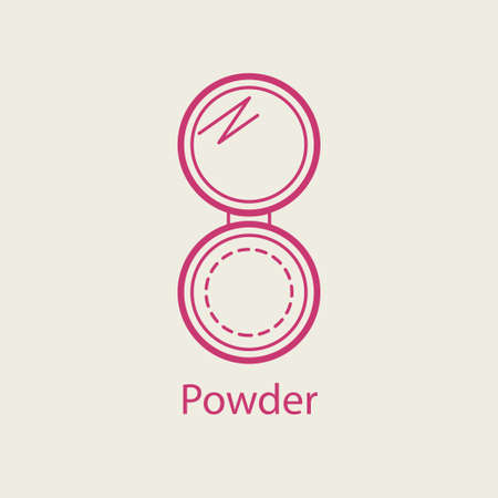 Cosmetic open compact powder thin line icon.のイラスト素材