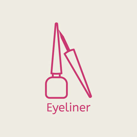 Vector cosmetic eyeliner line icon. Eye liner thin linear signs for makeup and visage. Cosmetic for underlining the eyes.のイラスト素材