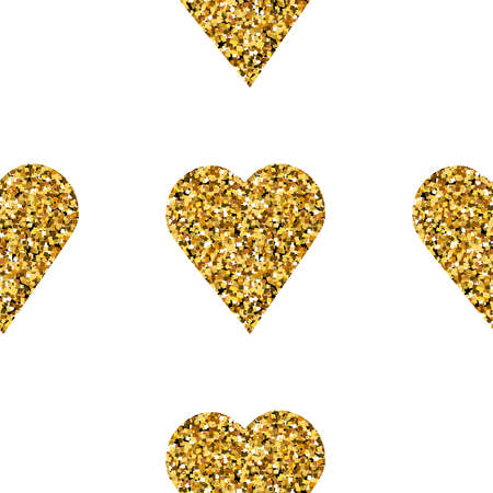 Gold heart seamless pattern on white backgroungのイラスト素材