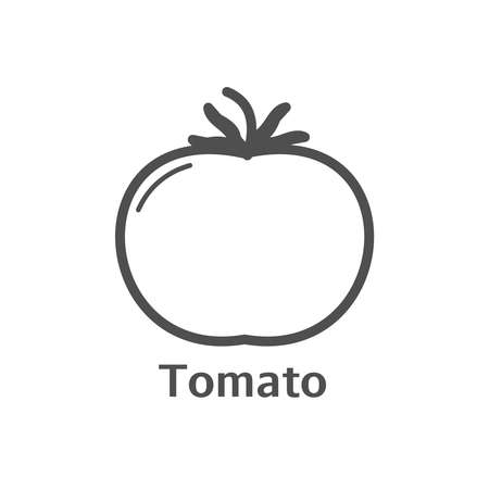 Tomato thin line vector icon. Isolated vegetables linear style for menu, label, logo. Simple vegetarian food sign.のイラスト素材