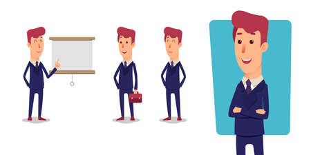 Set of Businessman character. Cartoon vector office managersのイラスト素材