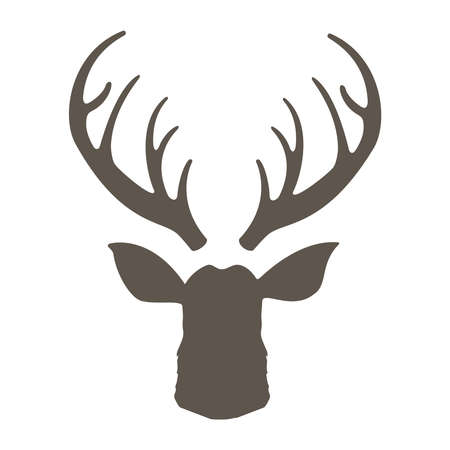 Reindeer with horns vector illustration. Deer hipster icon. Head deer silhouetted. Hand drawn stylized element design.のイラスト素材
