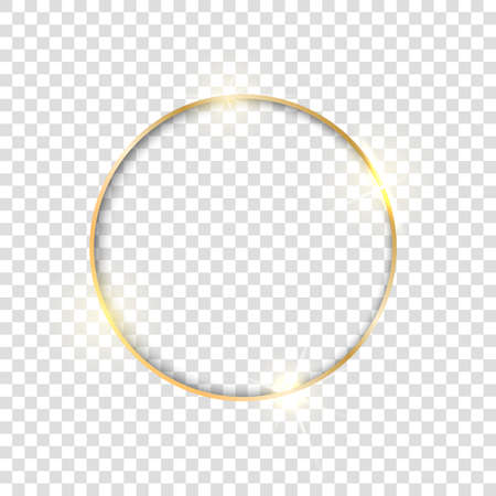 Gold circle frame. Golden luxury glow round borderのイラスト素材