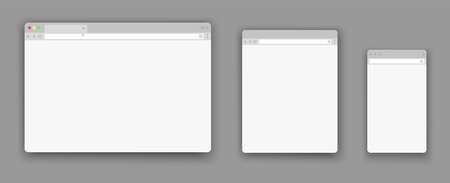 Blank web browser windows for different devices. Website flat template.のイラスト素材