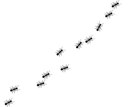 Worker ants marching. Vector ant background. Working team concept.のイラスト素材