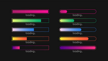 Load bar. Progress gradient download interface. Loading sign. Vector loader concept. Minimal upload setのイラスト素材