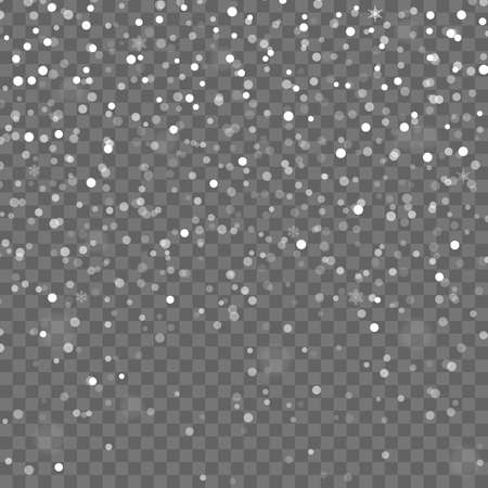 Snow christmas background. Overlay snowflakes texture. Vector frosty falling snow realistic effectのイラスト素材