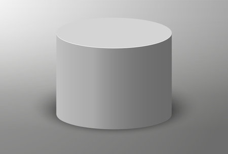 3D podium. Pedestal platform or showroom stand. White round studio stage platform. Vector empty arena.のイラスト素材