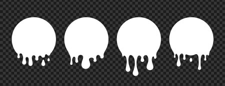 Melt cream stickers. Circle drop milk. Paint white vector flowsのイラスト素材
