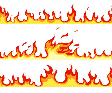 Seamless fire flame. Cartoon orange bonfire effect. Vector templateのイラスト素材