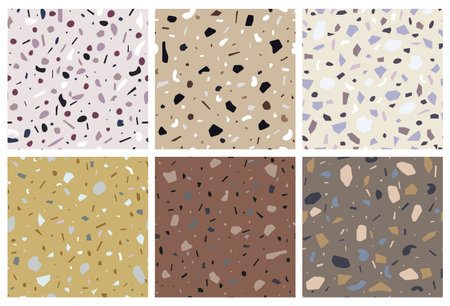 Terrazzo seamless pattern. Flooring mosaic texture. Vector floor with natural stones, granite, marble, quartzのイラスト素材