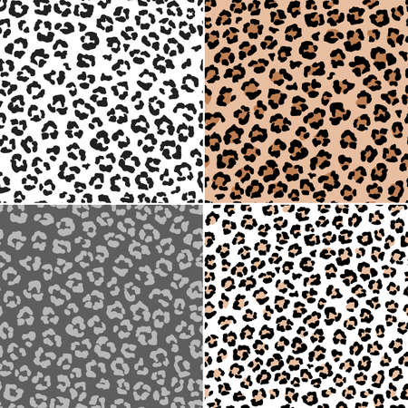 Leopard prints. Animal seamless pattern set. Vector cheetah fashion designのイラスト素材