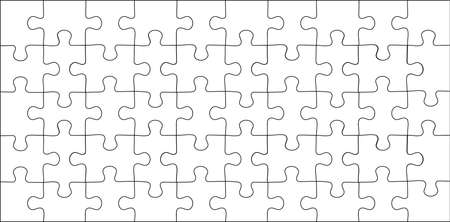 Jigsaw puzzle grid template. Puzzles blank template or cutting guidelines. Classic mosaic game element vector illustrationのイラスト素材