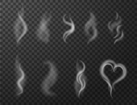 Coffee smoke. Tea steam. Vapor wave flow. Vector realistic love steamのイラスト素材