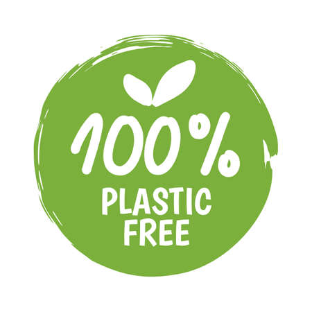 Bio green labels. Organic eco logo set. Vector ecology round banners or stickersのイラスト素材