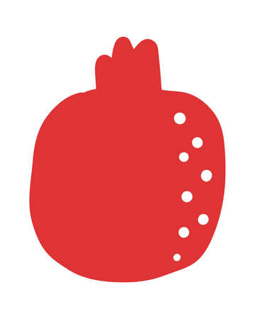 Garnet fruit. Tropical doodle pomegranate. Vector exotic food iconのイラスト素材
