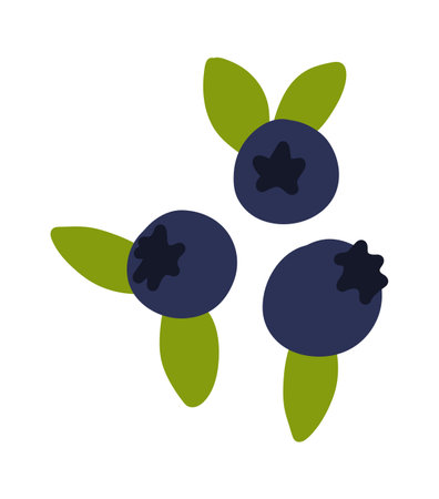 Blueberry. Doodle bilberry. Vector huckleberry food iconのイラスト素材