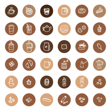 Highlight covers. Cafe blog collection. Round icons for social media stories. Vector set.のイラスト素材