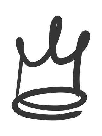 Doodle king queen crown. Hand drawn black set. Vector kingdom sketch concept.のイラスト素材