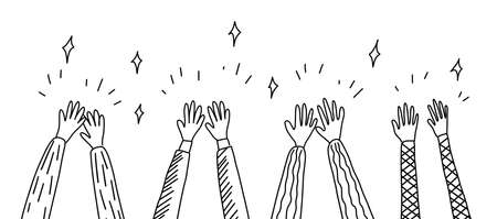 Applause. Thumbs up gesture. Vector volunteer claps. Aplaud doodle elementsのイラスト素材