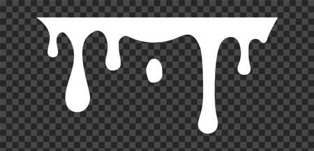 White melt drips, milk yogurt flowing drops. Vector graffiti paint drip blobsのイラスト素材