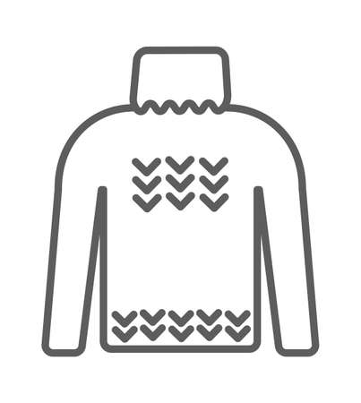 Knit winter clothes icon set. Knitting clothes, knitted samples thin line warm woolen things. Hat, scarf, mittens, waistcoat, plaid and other hand-knitted garmentsのイラスト素材