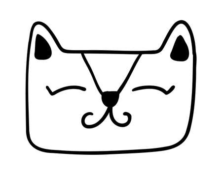 Cute handdrawn cat. Funny doodle kitty. Vector cartoon illustrationのイラスト素材