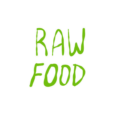 Raw food. Eco organic labels. Bio ecology vegan badge hand drawn. Vector healthy food iconのイラスト素材