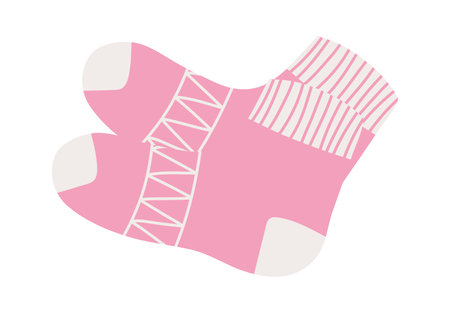 Cotton and woolen socks. Stylish clothing items. Vector knitwear trendy sock collectionのイラスト素材