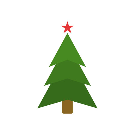 Christmas tree flat icon set. Xmas cartoon craft collection. Vector new year winter holiday desing elementのイラスト素材