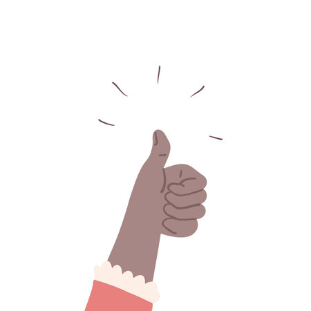 Hand with thumbs up. Good feedback. Vector like or positive comment conceptのイラスト素材