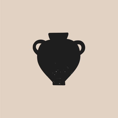 Ceramic vases. Pot pottery vase silhouette. Vector elegant greek jar setのイラスト素材