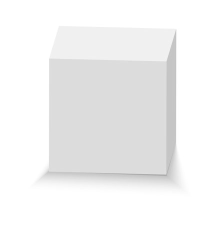 White cube. 3D abstract box with shadow. Geometric paper square empty package. Gift box or shoeboxのイラスト素材